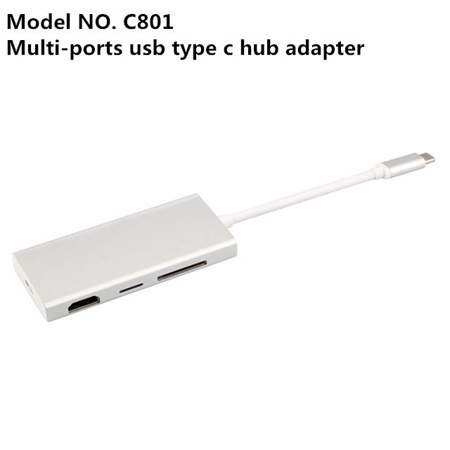 Aluminum USB3.0 Type C to 3 Port USB3.0 Hub for Macbook with HDMI PD