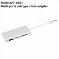 Aluminum USB3.0 Type C to 3 Port USB3.0 Hub for Macbook with HDMI PD