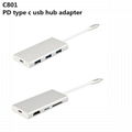 Aluminum USB3.0 Type C to 3 Port USB3.0 Hub for Macbook with HDMI PD 2