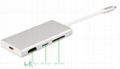 Aluminum USB3.0 Type C to 3 Port USB3.0 Hub for Macbook with HDMI PD 4