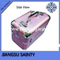 Pink color striped ABS travel makeup case 2