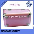 Pink color striped ABS travel makeup case 4