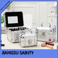 3 in 1 set  silver striped ABS makeup boxes