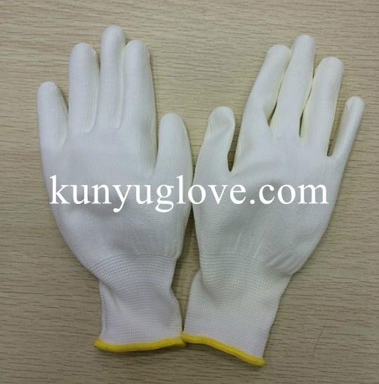 13 Guage white nylon liner with white pu coating gloves 2
