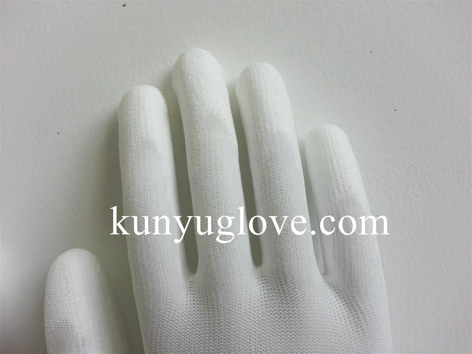 13 Guage white nylon liner with white pu coating gloves 5