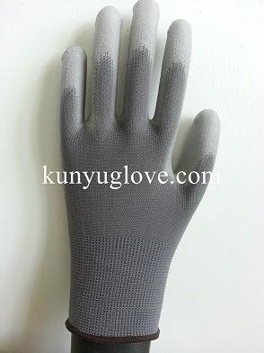 grey nylon glove,nylon PU glove ,antistatic glove