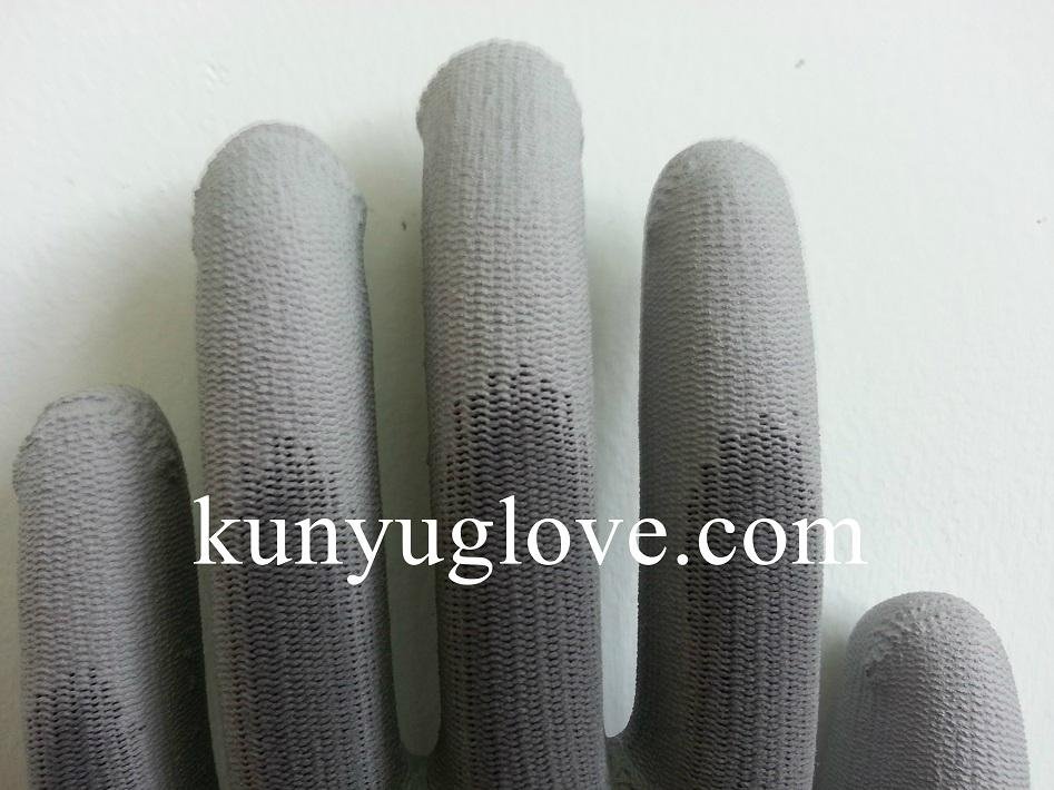grey nylon glove,nylon PU glove ,antistatic glove 4