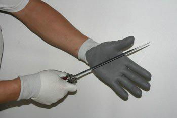 white nylon liner with grey pu working glove