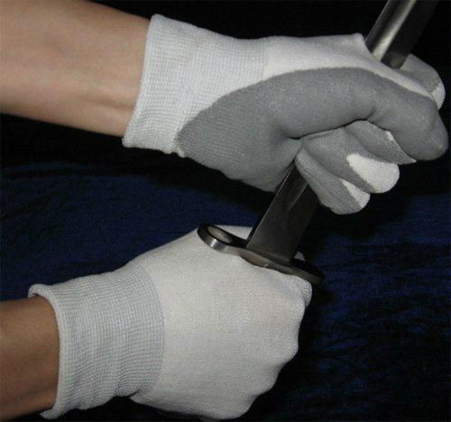 white nylon liner with grey pu working glove 2