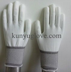 white polyster liner with white pu coating gloves