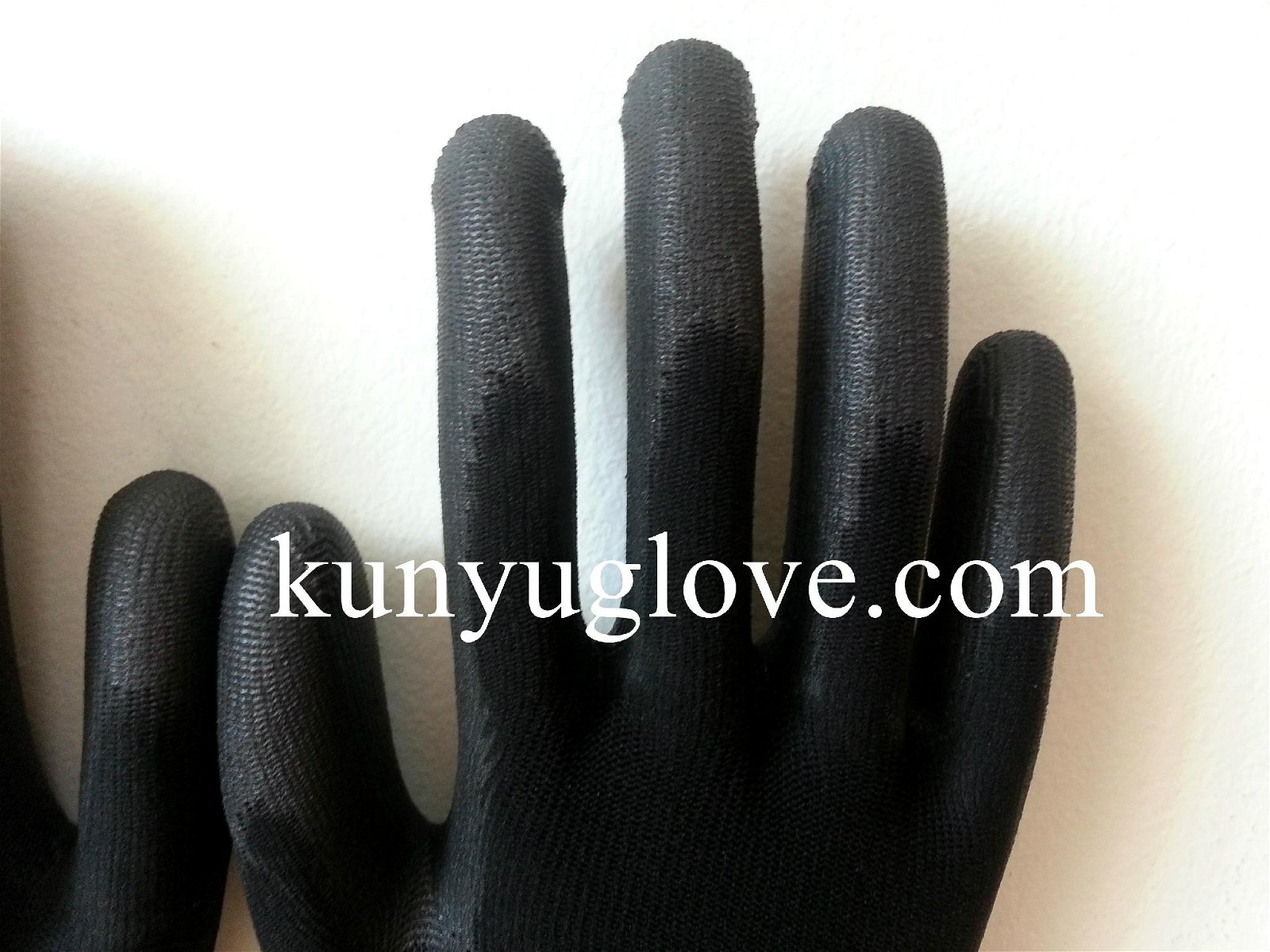 13 Guage black nylon liner with black pu coating  working gloves 3