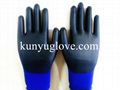 18 Guage blue nylon liner with black pu coating gloves 3