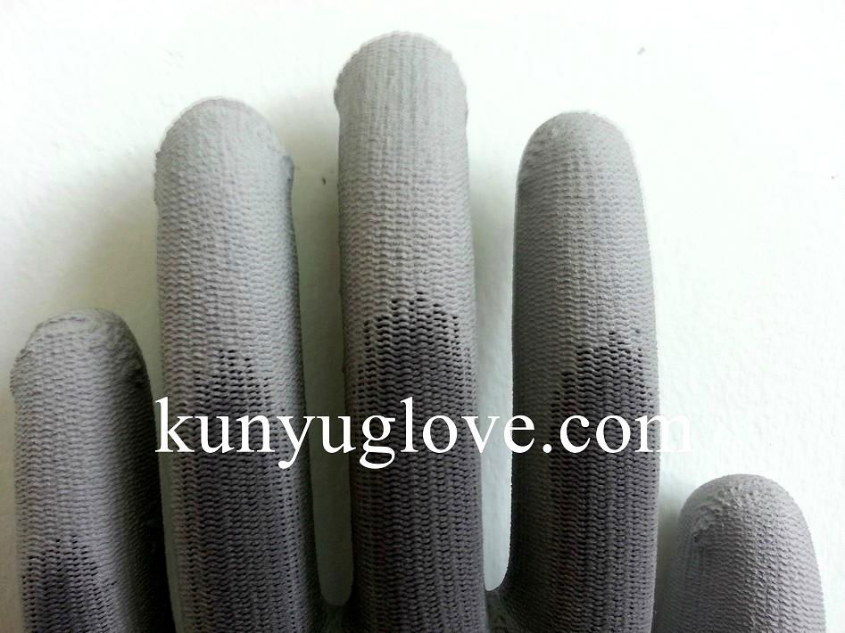 grey polyster liner with grey pu coating glove 3