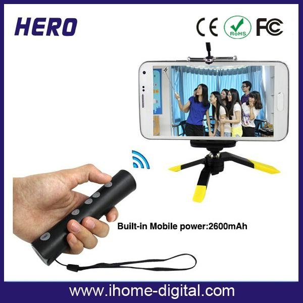 2015 hot selfie stick with power bank 2
