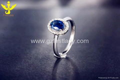 18K Solid White Gold Natural Diamond Sapphire Ring Jewellery