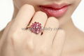 18K Solid White Gold Natural Pink Tourmaline Rings Jewellery