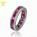 Solid 18K White Gold Genuine 0.58ct Diamond Natural 0.95ct Ruby Engagement Ring