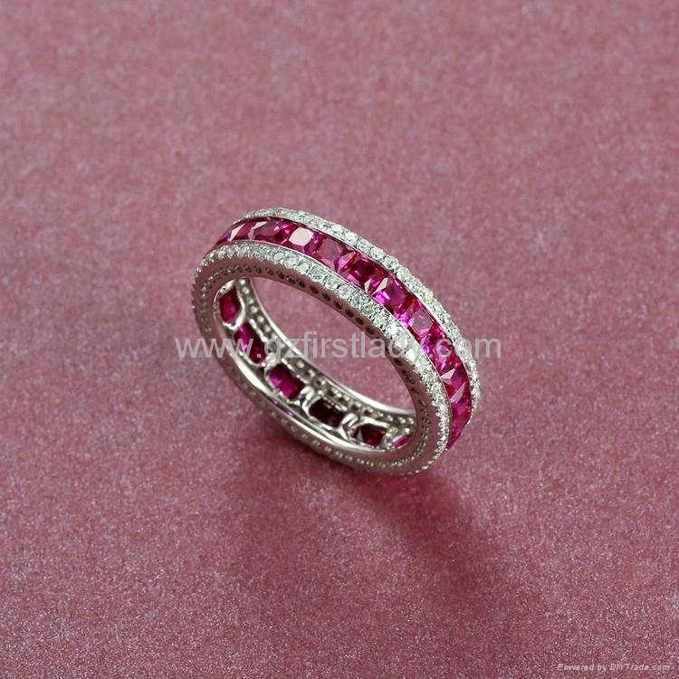 Solid 18K White Gold Genuine 0.58ct Diamond Natural 0.95ct Ruby Engagement Ring 2