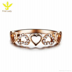 Fine Jewelry Solid 14K Rose Gold Natural Sparkle VS Heart Diamond Ring