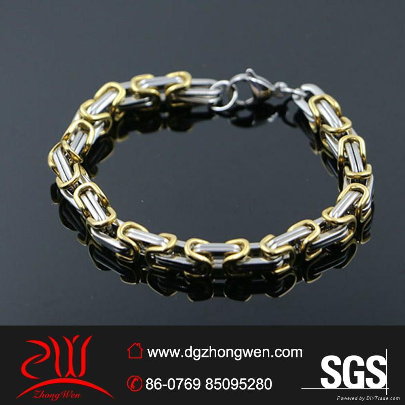 men's two tone stainless steel link chain bracelet 3