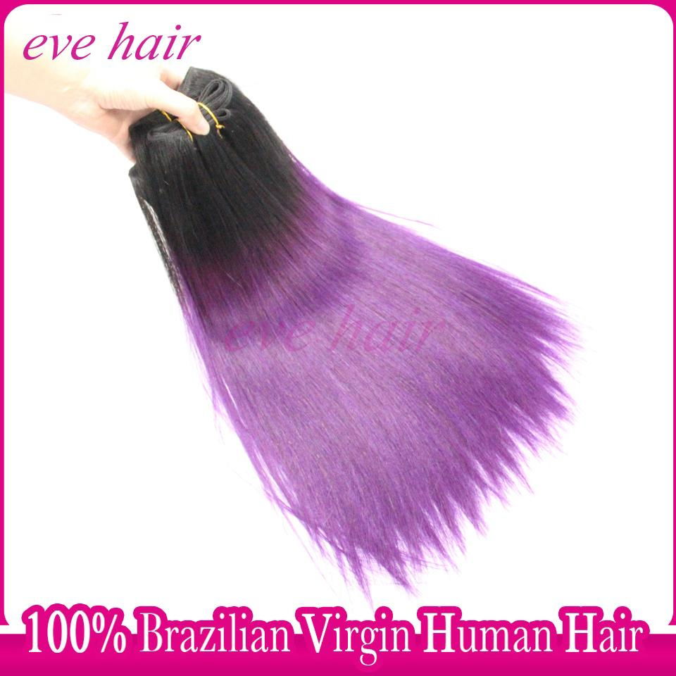 Purple Hair Silky Straight 100% Unprocessed Virgin Human Hair Extension 2