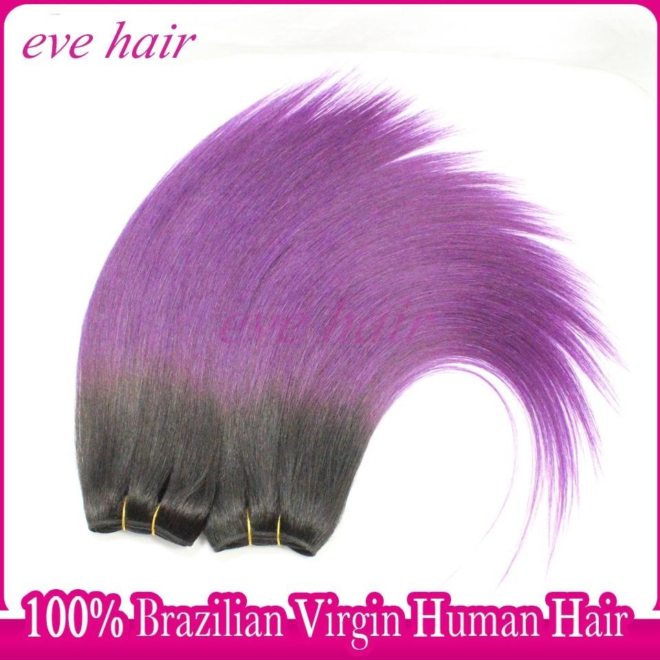 Purple Hair Silky Straight 100% Unprocessed Virgin Human Hair Extension 3