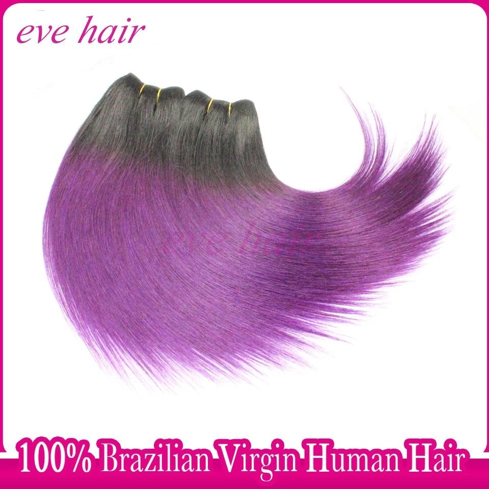 Purple Hair Silky Straight 100% Unprocessed Virgin Human Hair Extension 5