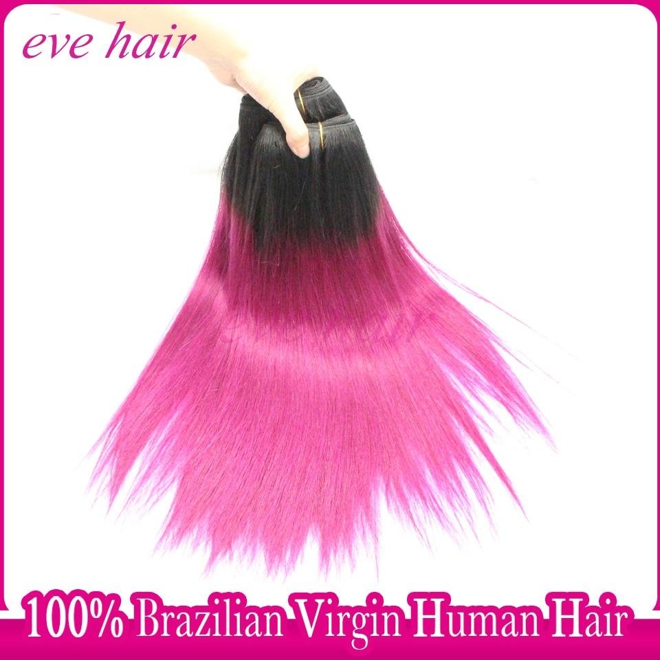 Ombre Red Hair Extension Brazilian Straight Virgin Human Hair Extension