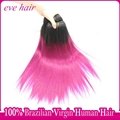 Ombre Red Hair Extension Brazilian Straight Virgin Human Hair Extension 1