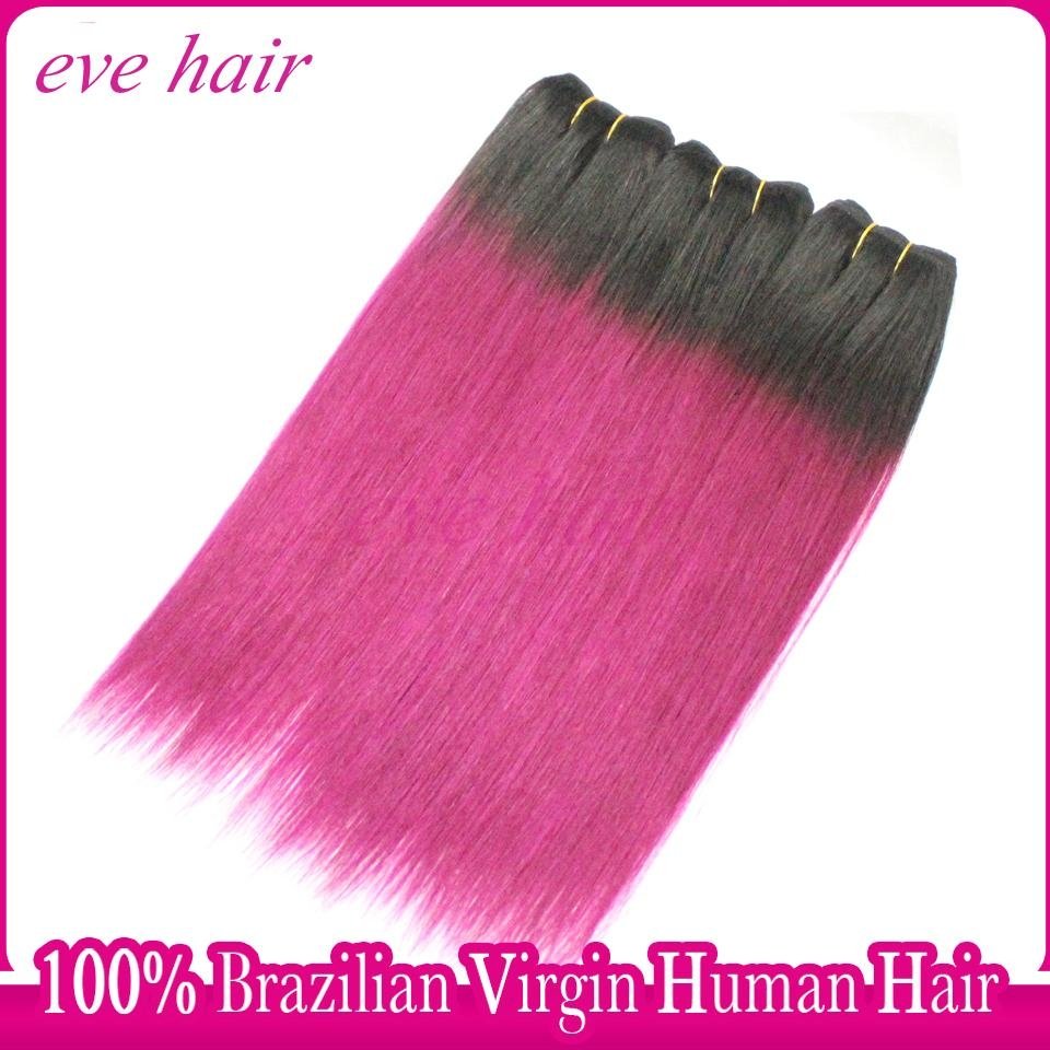 Ombre Red Hair Extension Brazilian Straight Virgin Human Hair Extension 2