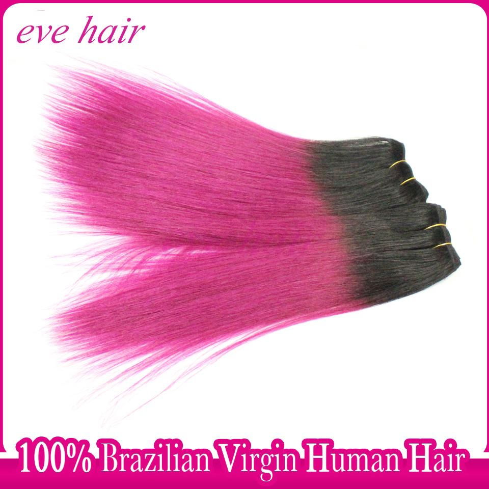 Ombre Red Hair Extension Brazilian Straight Virgin Human Hair Extension 3