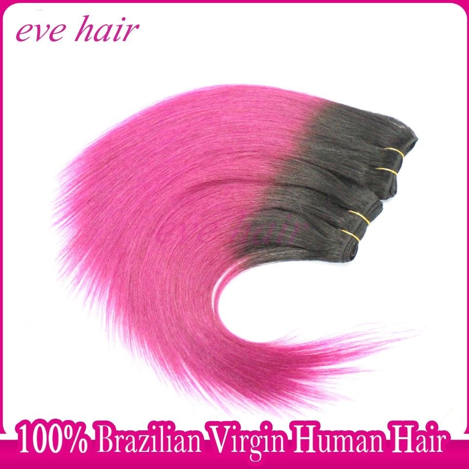 Ombre Red Hair Extension Brazilian Straight Virgin Human Hair Extension 4