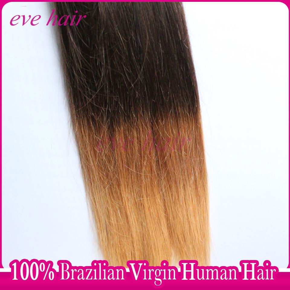 Ombre Hair Extension T43027 Color Brazilian Straight Virgin Human Hair Extension 3