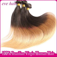 Ombre Hair Extension T43027 Color Brazilian Straight Virgin Human Hair Extension