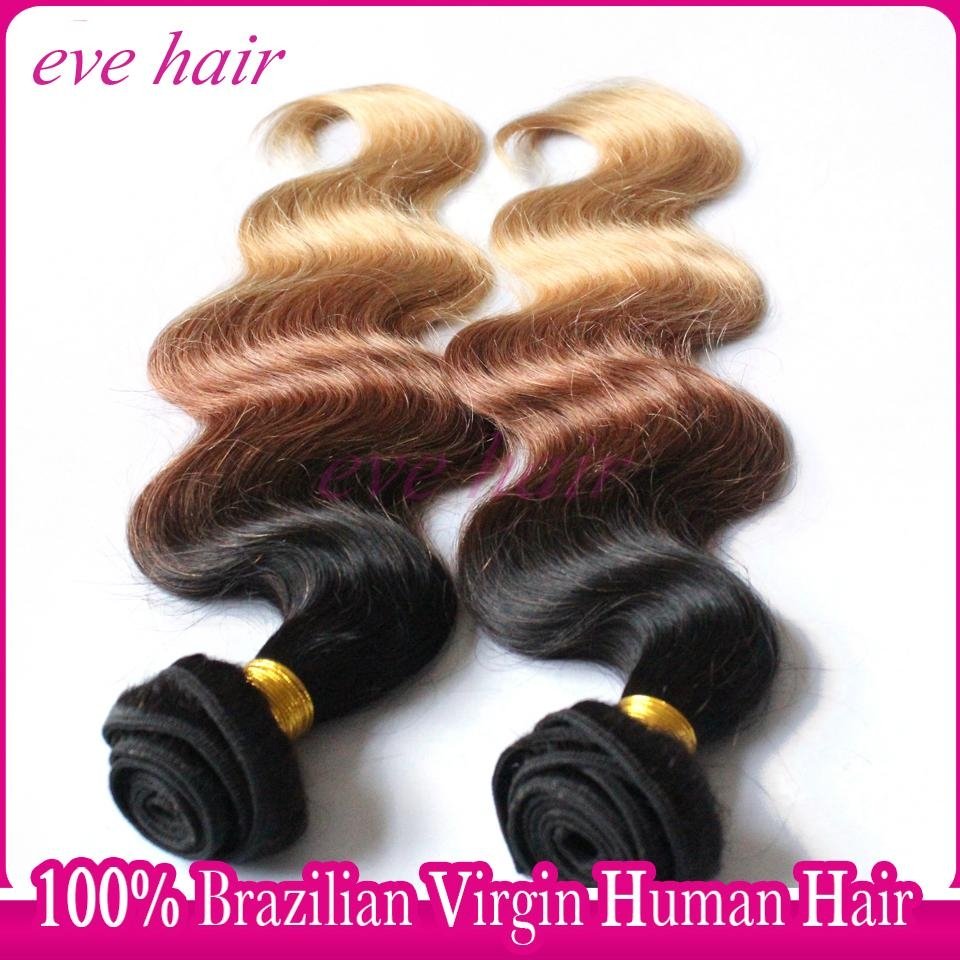 Ombre Hair Extension 3T1B3327 Body Wave 100% Virgin Human Hair Weave