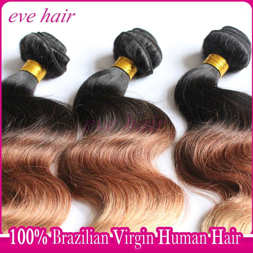 Ombre Hair Extension 3T1B3327 Body Wave 100% Virgin Human Hair Weave 4