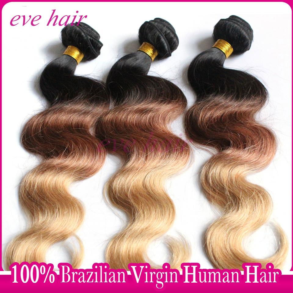 Ombre Hair Extension 3T1B3327 Body Wave 100% Virgin Human Hair Weave 2