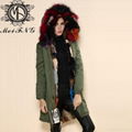 100% real rabbit fur parka jacket army green parka 3