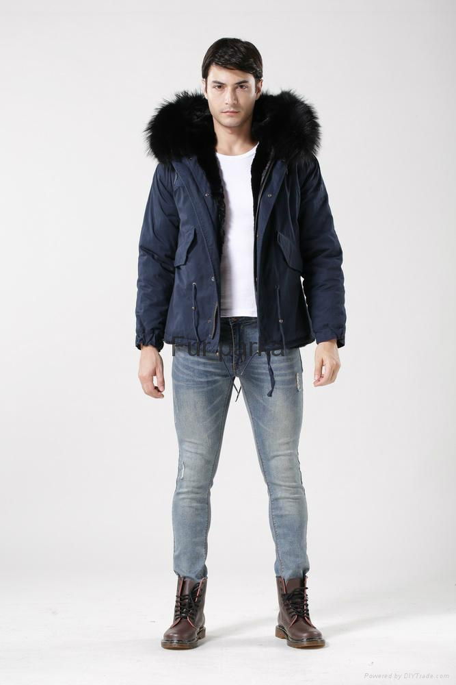 Fashionable men jackets with fur lined parka coat 2