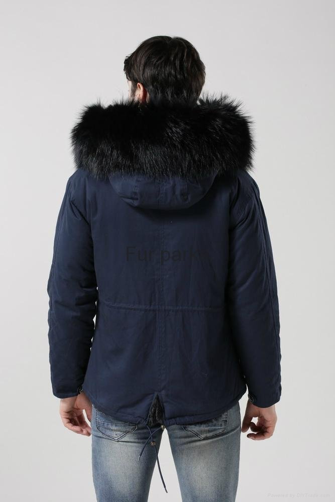 Fashionable men jackets with fur lined parka coat 5