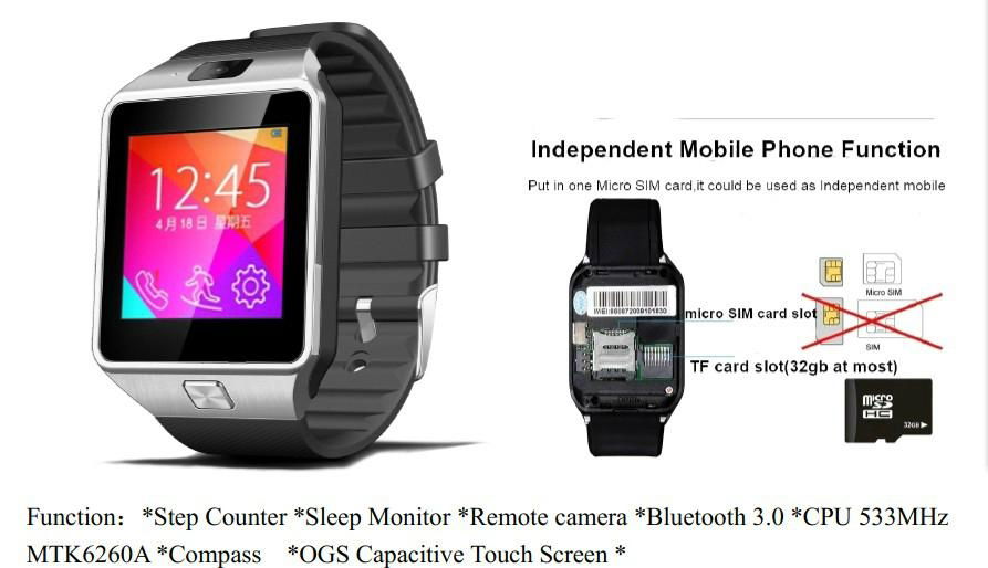 newest Independend Moible phone watch CPU 533MHz 6260A 240*240 pixel Four freque