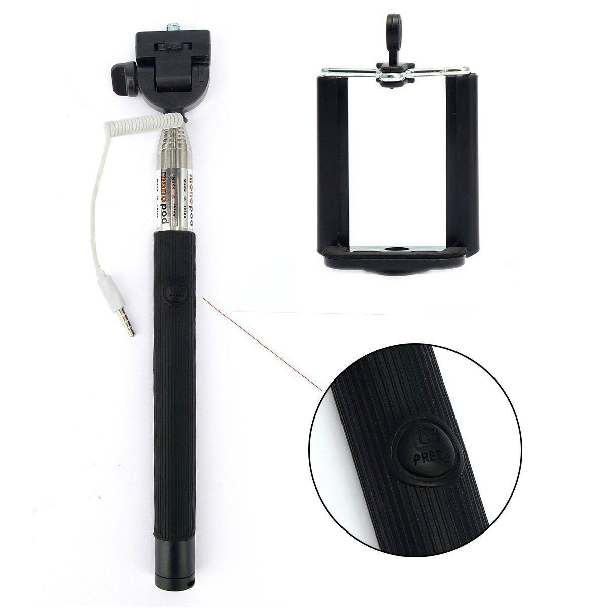 Extendable Wired Self Selfie Stick Handheld Monopod+Clip Holder Camera Remote Co 4