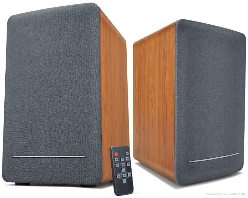 High Quality 2CH Loud Bookshelf Speakers with Wooden Cabinet