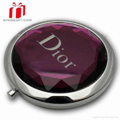 Wholesale Promotion Metal Souvenir Pocket Mirror With Crystal