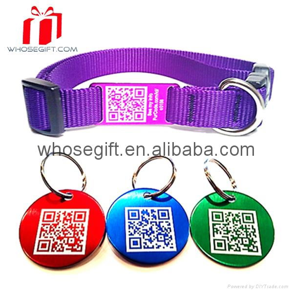 New Design Red Aluminum Pet Qr Code Id Tag