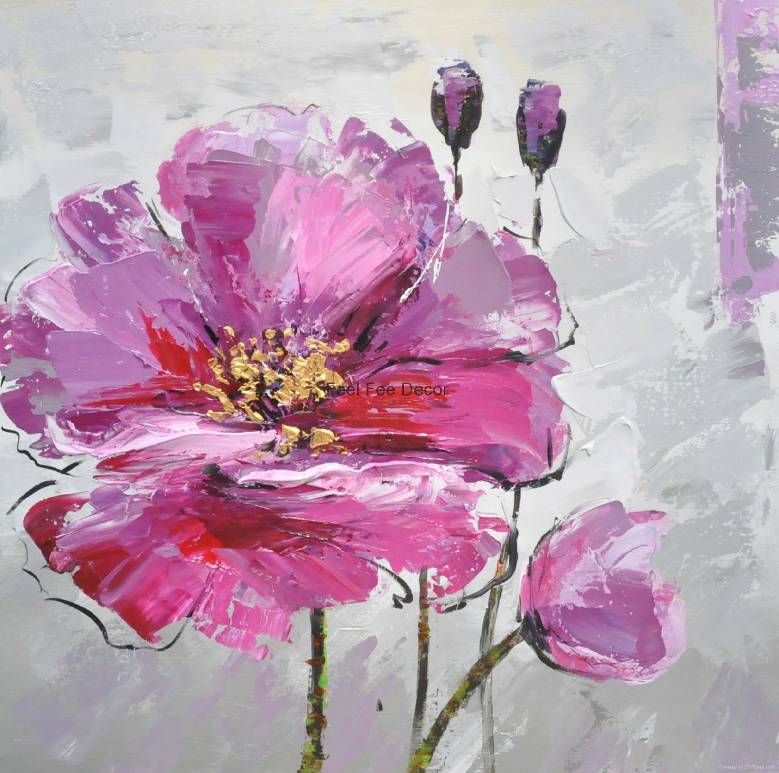 modern home decorative floral oil painting picture on canvas  2