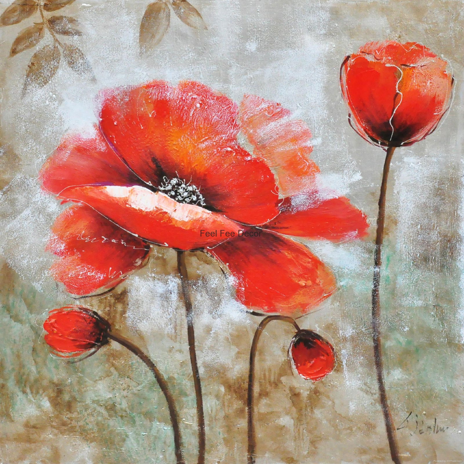 modern home decorative floral oil painting picture on canvas  4