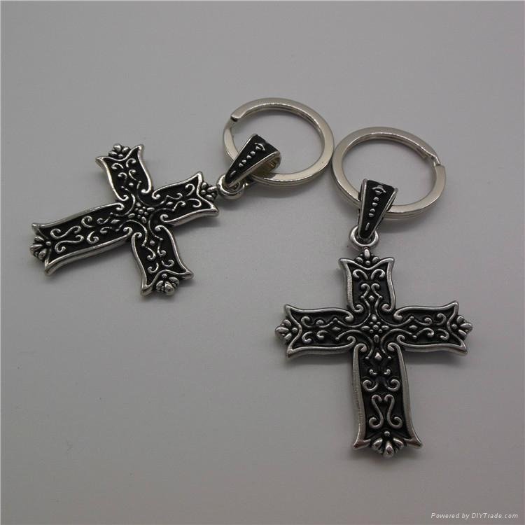 Custom Metal key chain cross key ring 3