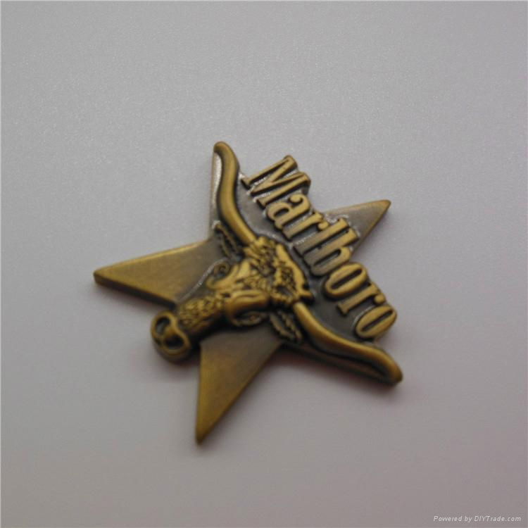 Metal Copper Badges Antique Imitation Cow Head Emblem