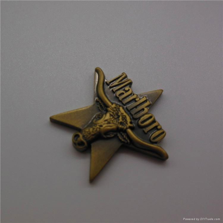 Metal Copper Badges Antique Imitation Cow Head Emblem 2